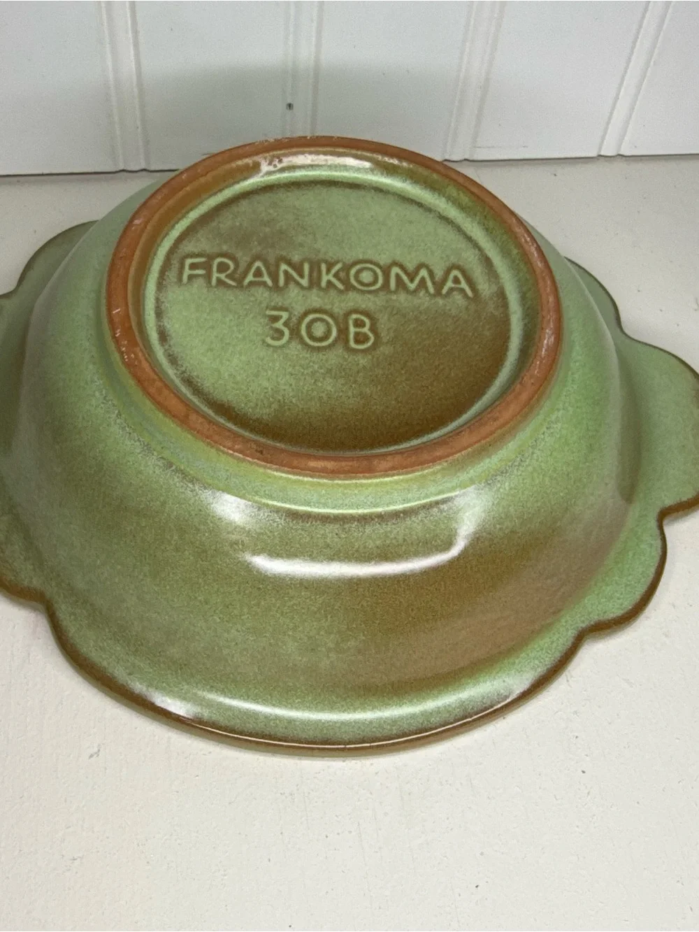 Vintage Frankoma 30B Prairie Green Bowl Scalloped Edge Ceramic Art Pottery